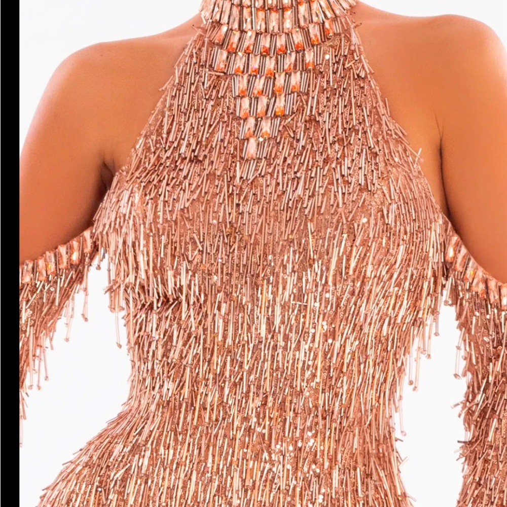 BRAND NEW Albina Dyla Bronze Serenity Gownsize 42 fits like a 4-6-8 Rose Gold - Picture 4 of 6